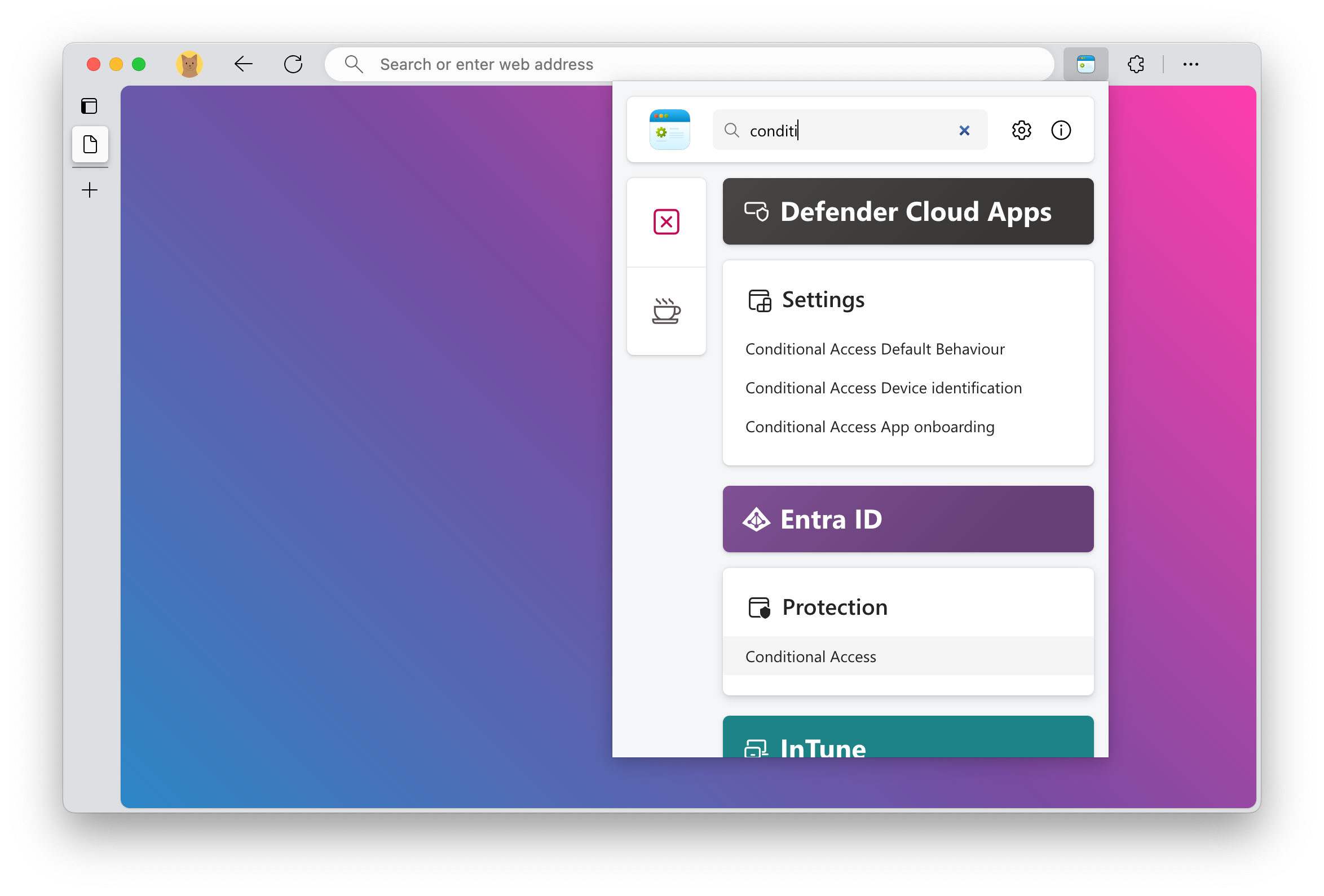 Centro 365 open on screen with a search query, filtering the results