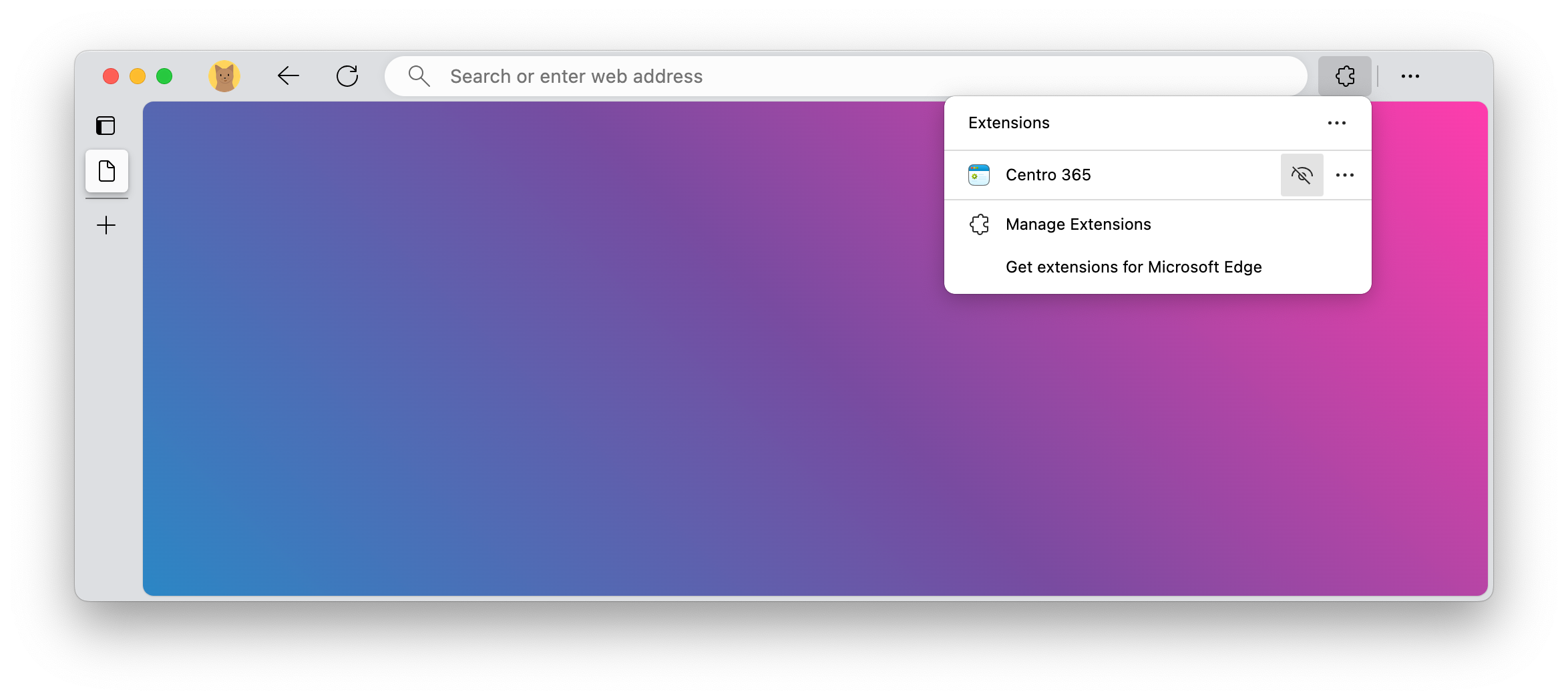 Pin Centro 365 into the browser's toolbar for easier access.